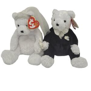 2002 Ty Beanie Baby Bride & Groom Stuffed Animals